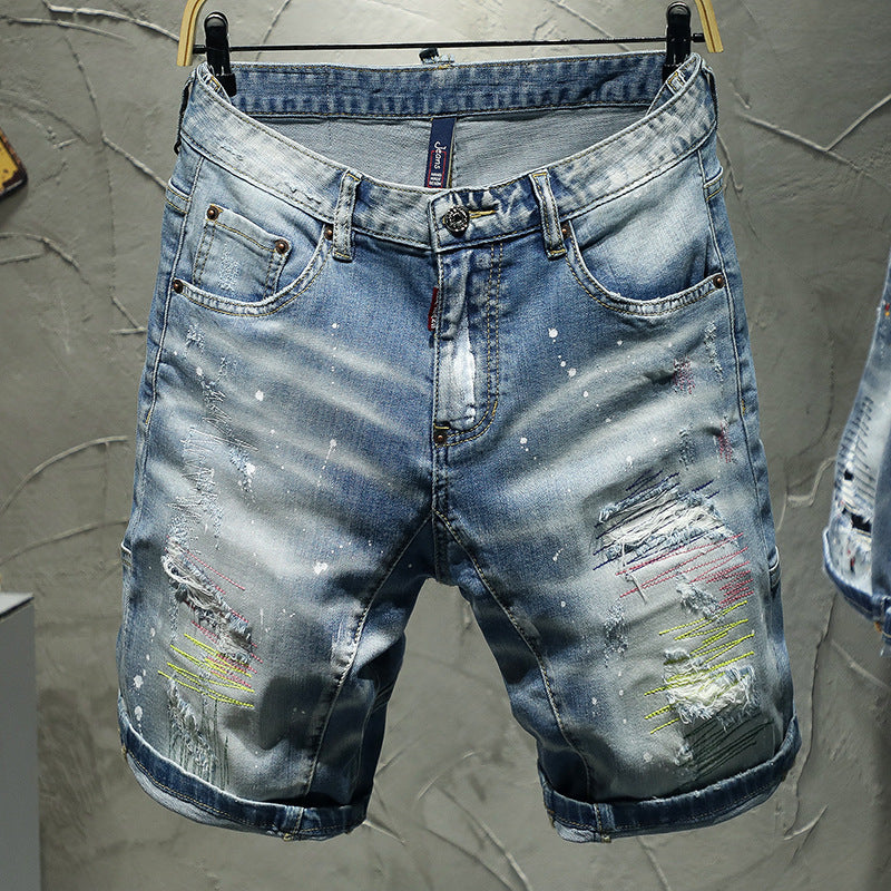 High-end Hand-worn Painted Five-point Shorts