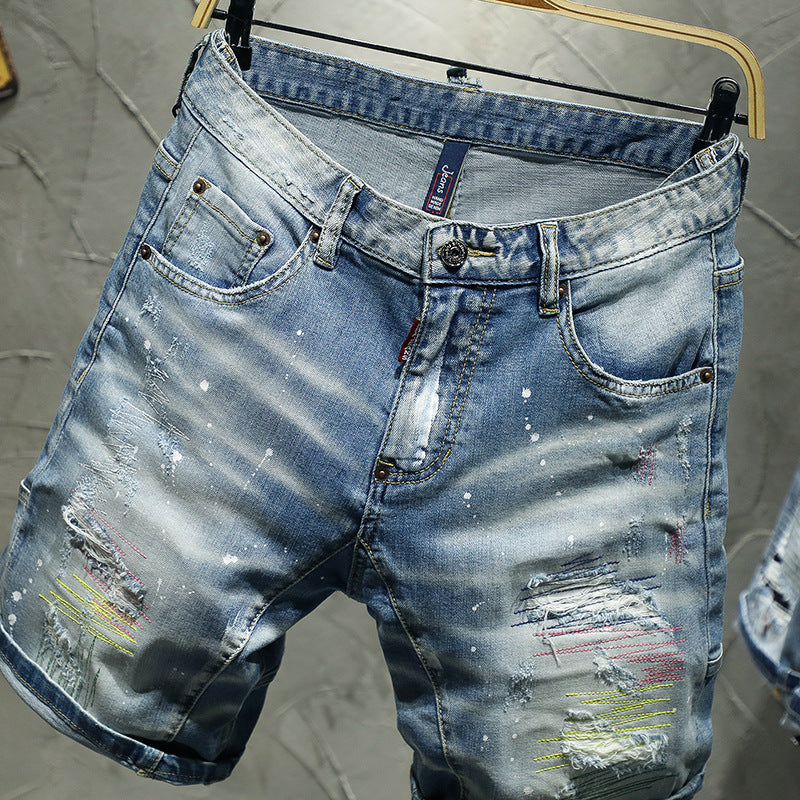 High-end Hand-worn Painted Five-point Shorts