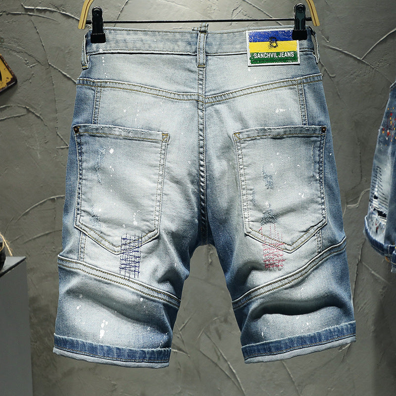 High-end Hand-worn Painted Five-point Shorts