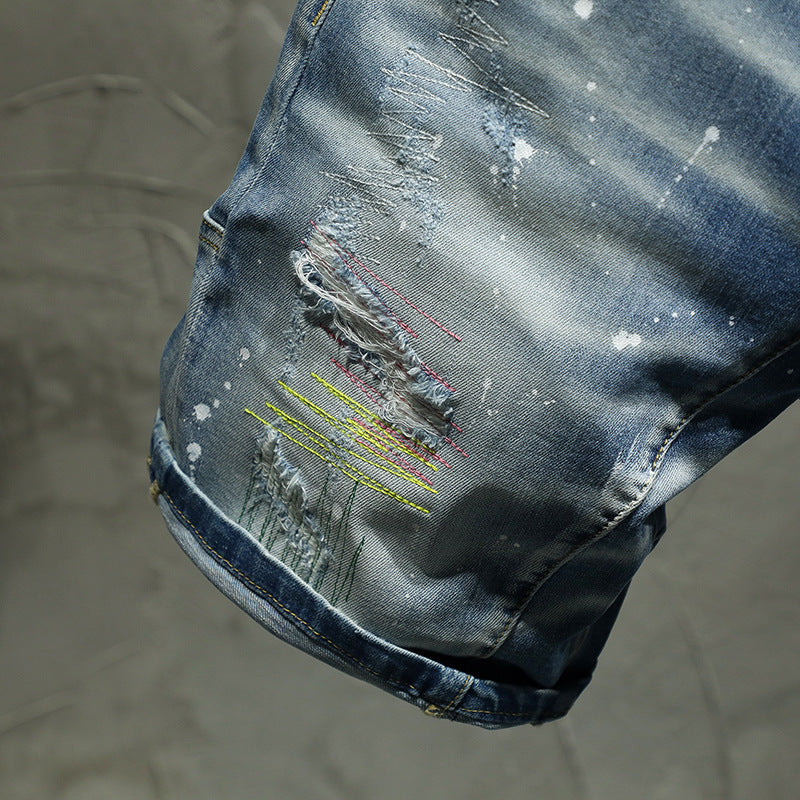 High-end Hand-worn Painted Five-point Shorts